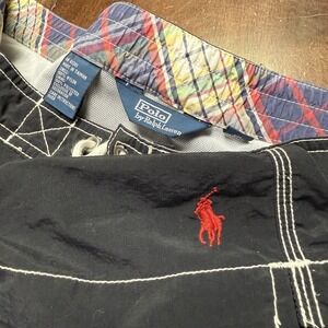 Vintage Polo Ralph Lauren Swim Trunks Board Shorts‎ Men's XL Black Nylon Cargo